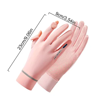 Мрежести Дамски Слънчеви Ледени Копринени Ръкавици, Дамски Защита От Лятното Слънце Модерен Анти-UV Тънки Дишащи Спортни Ръкавици За Бягане