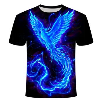 Мъжка тениска с изображение Дымчатой птици 2023, Лятна Мода готина и стилна графика тениска с интересен 3D принтом, ризи с къс ръкав, Облекло