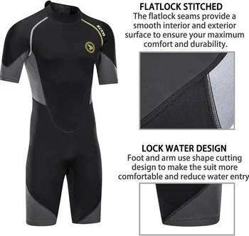 Мъжки водолазен костюм от неопрен с цип отзад 1,5 мм, кратък неопрен на пружина за гмуркане, сърф, гмуркане