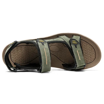 Мъжки плажни сандали от естествена кожа голям размер, модерен мъжки сандали, обувки за разходка на открито, лятна обувки, мъжки Zapatos Hombre