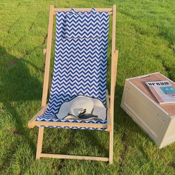 Мързелив сгъваем плажен стол, джобно дървена прост стол, плажен стол за почивка, тераса за пикник, Сила-Де-Плая, градинска мебел QF50OC