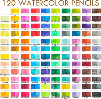 Набор от водоразтворими цветни моливи Kalour премиум-клас 120 цвята на водна четка, преносим найлонов калъф за пораснали деца