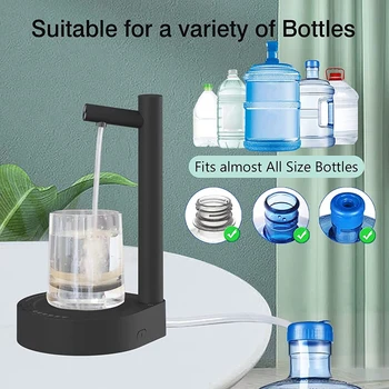 Настолен диспенсер за вода, Електрическа водна помпа черно ABS за 5-галлоновой бутилки и универсални бутилки