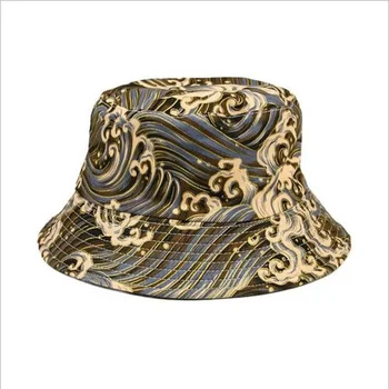 Нова рибарска шапка за възрастни, плажна шапка с една вълнообразна принтом, плоска шапка за басейна, дамска шапка за почивка от слънцето