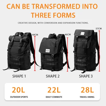Нова спортна раница трансформируемой форма, обем 28 л, уникален стръмен мъжки раница за Macbook за тийнейджъри, пътна мида, мъжки найлонова спортна чанта