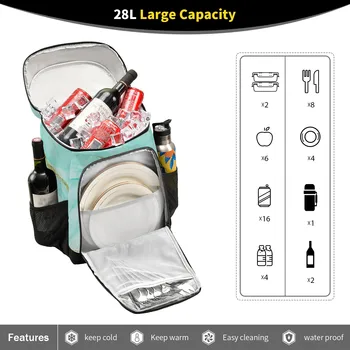 Нова термални раница, водоустойчив удебелена чанта-хладилник, голяма изолирано чанта, раница-хладилник за пикник с мрамор принтом, чанта-хладилник