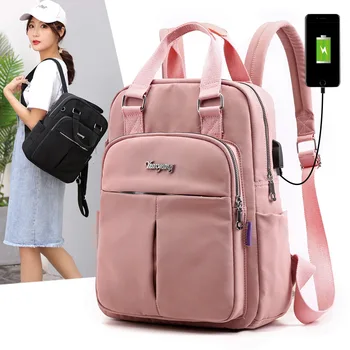 Нови дамски ученически раници с USB зареждане, раница за лаптоп, ученически чанти за момичета, пътна чанта Mochila, раница