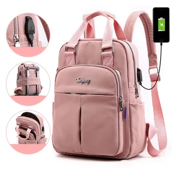 Нови дамски ученически раници с USB зареждане, раница за лаптоп, ученически чанти за момичета, пътна чанта Mochila, раница
