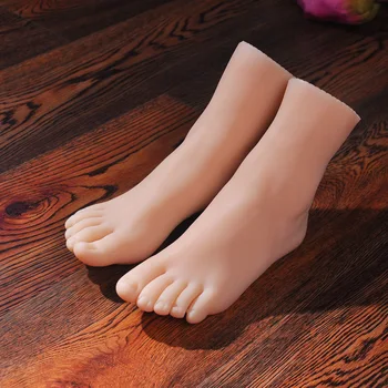 Нокти за практикуване на краката Истинска мека силиконова модел на Женски манекен Крак Фетиш за маникюр Снимка Обувки Чорап Бижута Дисплей