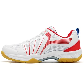Обувки за бадминтон, мъжки и женски на окото дишащи мъжки волейболни маратонки за тренировка във фитнес залата, червени, сини женски професионални обувки за тенис за треньор