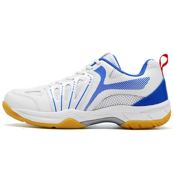Обувки за бадминтон, мъжки и женски на окото дишащи мъжки волейболни маратонки за тренировка във фитнес залата, червени, сини женски професионални обувки за тенис за треньор