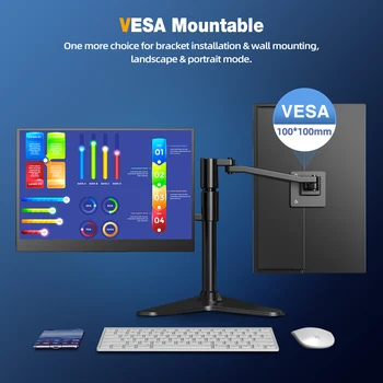 Отличен Преносим монитор 2K 16,0 см 100% удобна технология за VESA и Отделно Стоящ Дисплей Слот, HDMI, USB C Външен Екран за PS4 PS5 PC