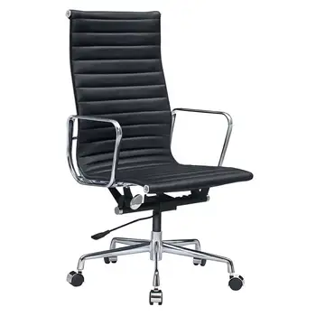 Офис стол от естествена кожа, въртящ се на компютърен стол Nordic Leisure Roller, алуминий основание договор Удобен ергономичен дизайн