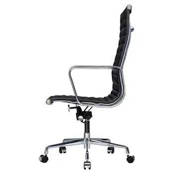 Офис стол от естествена кожа, въртящ се на компютърен стол Nordic Leisure Roller, алуминий основание договор Удобен ергономичен дизайн