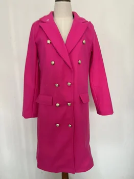 Палта за жени 2023, ново есенно-зимния дълга вълнена дамско палто с няколко копчета, дамски яке