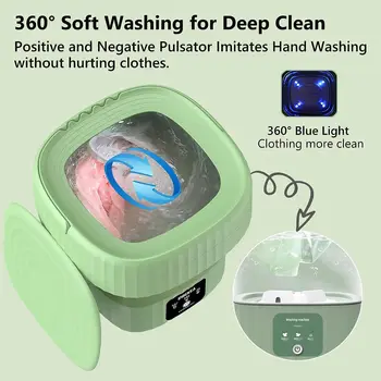 Перална машина, мини-перална машина с голям капацитет, със сини светлини и 3 режима дълбоко почистване, полуавтоматична малка перална машина f