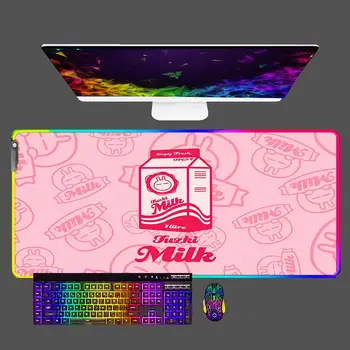 Подложка за мишка с ягоди мляко RGB, аксесоари за игри Kawaii, подложка за мишка, по-голям размер, клавиатура за лаптоп 900x400, led тенис на мат