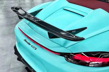 Подходящ за Porsche Boxter 718 GTS 2016-2023 Висококачествени въглеродни влакна отзад на багажника, спойлер на покрива, крило