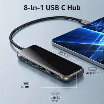 Полезно HD-Съвместими качество на изображението Plug и Play USB3.0/2.0 Type-C е съвместим с HDMI Кабел Hub, Устройството за четене на TF/SD-карти за Офис