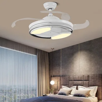Полилеи, осветителни Тела led вентилатор на тавана окачен лампа Арт Модерен стелт скандинавски хол с трапезария и домакински тиха 42 инча