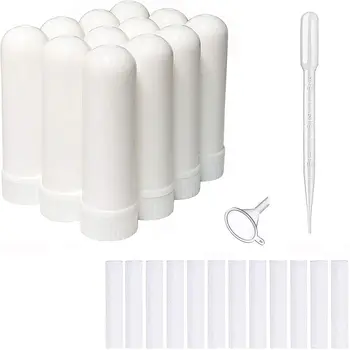 Празна тръба за инхалатор за ароматерапия с етерични масло (16 пълни пръчки), празни контейнери за носа бял цвят