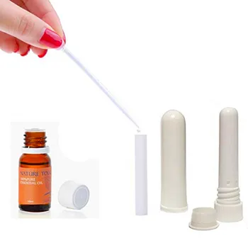 Празна тръба за инхалатор за ароматерапия с етерични масло (16 пълни пръчки), празни контейнери за носа бял цвят