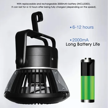 Преносим led лампа за къмпинг с вентилатор на тавана -слънчевата енергия е акумулаторна батерия и USB вентилатор за палатки за нощуване на открито