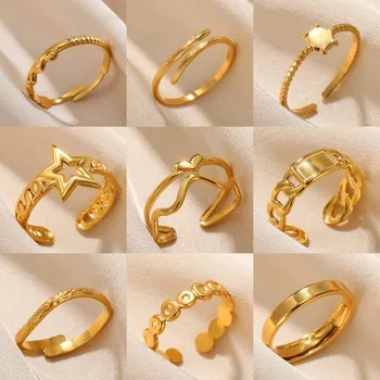 Пръстени от неръждаема стомана, кръгъл пръстен във формата на сърце за жени, мъже, бижута златен цвят, минималистичное скъп пръстен, подарък за парти, безплатна доставка, новост 2023 година