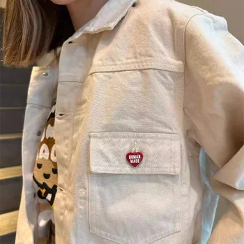 Работна Куртка В Японски Стил, Изработени от Човека, С Бродерия в Ретро стил С Надпис 