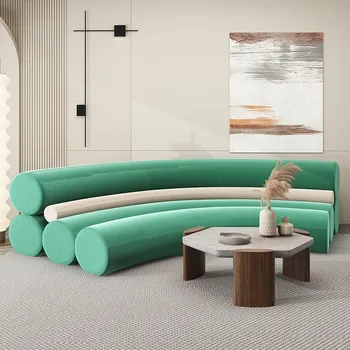 Релаксиращ 3-местен разтегателен участък Реколта хол с Ергономичен модерен Зелен диван мързелив модулен за четене хапки салон, мебели за дома