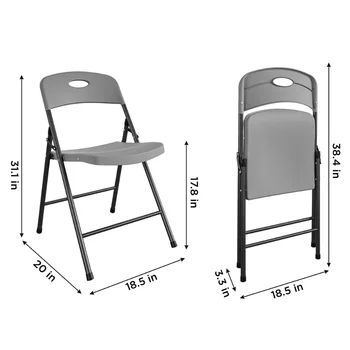 Сгъваем стол COSCO от твърда смола, за помещение / на улицата, с двойни елементи, сив, 4 бр. в опаковка
