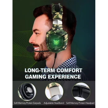 Слот за слушалки K8 LED за PS5 PS4 Xbox One слушалки за КОМПЮТЪР със съраунд звук, шумоподавляющая носи етикет за услугата слушалки с микрофон