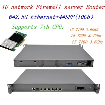 Сървър и защитна стена Intel Core i5-7500 3,4 Ghz i7-7700 3.6 Ghz 1U 6 * intel i226v 2.5 G LAN с поддръжка на 4 * SFP 10 gbps РОС RouterOS