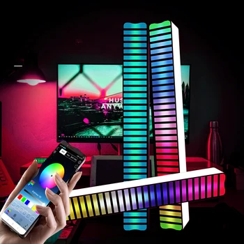 Творческа управление на музикален звук RGB DJ led ниво на осветление на превозното средство Атмосфера на автомобила Светлинен панел с Нестандартен Ритъм Лампа за осветление на работния плот на КОМПЮТЪР 3D