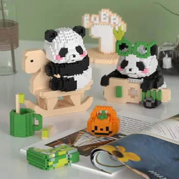 Творчески МИНИ-строителни блокове с животни панда в китайски стил, тухли за украса на дома с анимационни малка пандой, детски играчки за подаръци