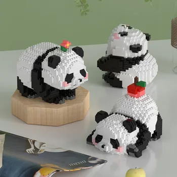 Творчески МИНИ-строителни блокове с животни панда в китайски стил, тухли за украса на дома с анимационни малка пандой, детски играчки за подаръци
