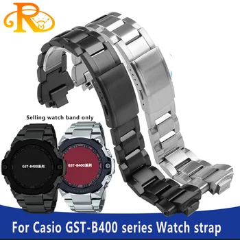 Твърди каишка от най-фина стомана За часовници Casio, каишка за часовник G-Shock steel heart серия GST-B400, мъжка гривна, бутон-пеперуда