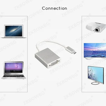 Тип C До Гнездовому Кабел-VGA Адаптер USB C USB 3.1 КЪМ VGA адаптер за Macbook 12 Инчов Chromebook Pixel Lumia 950XL Кабел-Конвертор