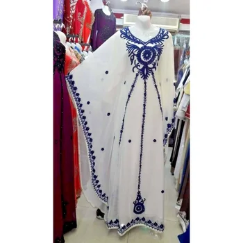 Тъмно синьо Дубайское дълга рокля-риза от жоржета в марокански стил, облекло Jilbab Абая, европейски и американски модни тенденции