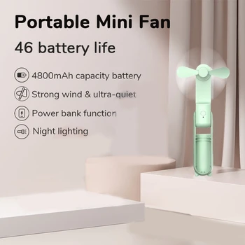 Фен Мини ръчен Преносим вентилатор зареждане чрез USB Малък кухненски студентски тъпо ръчно сгъваеми вентилатор за коте
