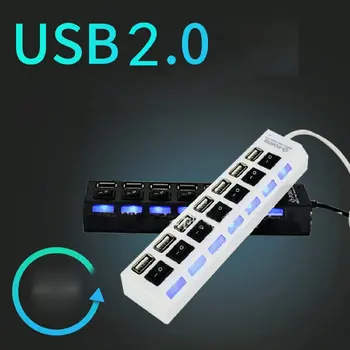 Хъб USB 2.0-USB 2.0 хъб с няколко USB-разветвителями Използвайте адаптер за захранване 4/7-портов USB хъб с няколко расширителями 2.0 с ключ за PC
