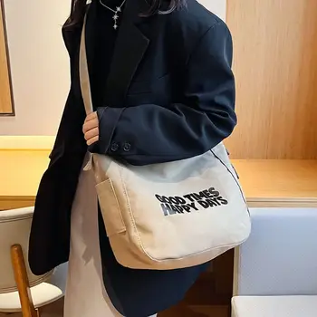 Чанта през рамо с голям капацитет за жени, модни преносима холщовая чанта с надпис, холщовая чанта, дамски
