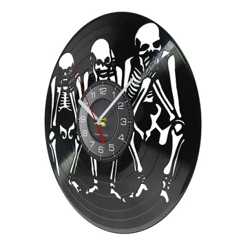 Черепа Не виждат, Не чуват, не говорят, не е Зло, Стенни часовници Мъдрост черепи Стенни vinyl плоча часовници Хелоуин декоративни часовници