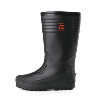 Черни високи рибарски ботуши, мъжки водоустойчив обувки, непромокаеми ботуши на меху, зимни високи обувки, обувки с памучна подплата, водонепропусклива