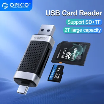 Четец на карти ORICO Type C USB3.0 Преносим Четец за смарт карти 2-в-1 за SDXC, SDHC, MMC Адаптер за карти памет, Аксесоари за КОМПЮТРИ Преносими компютри