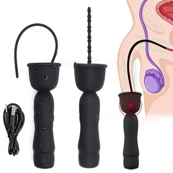 Электрошоковая накрайник за пенис, вставляемая в уретральный катетър, удължител, стимулатор на пикочния канал, инструмент за мъжката мастурбация, секс-играчка